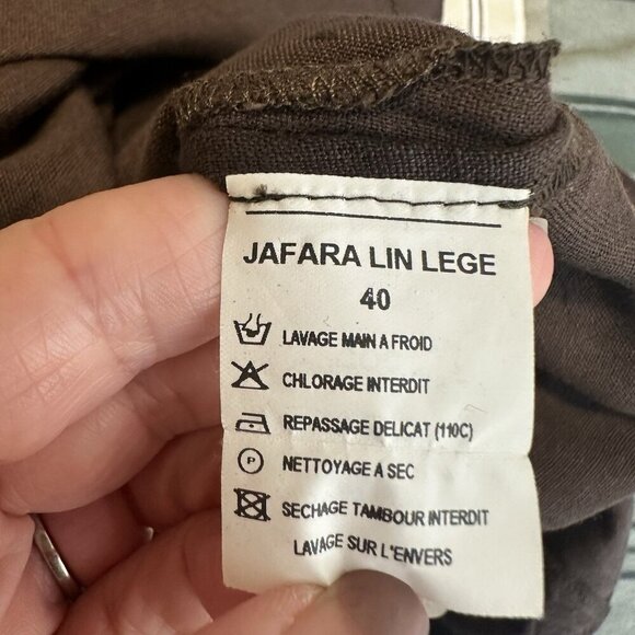 Comptoir Des Cotonniers Brown Linen Tunic Dress EU 40 US 8 Embroidered Boho - Picture 10 of 13